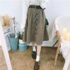 Buttoned Woolen A-line Skirt