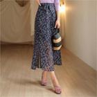 Tall Size Slit-hem Floral Print Skirt