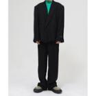 Striped Double-breasted Blazer / Wide Leg Dress Pants