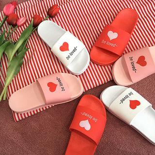 Heart Lettering Slide Sandals