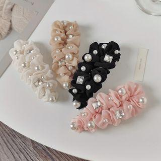 Rhinestone Faux Pearl Mesh Hair Clip