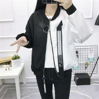 Two-tone Lettering Bomber Jacket