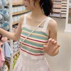 Sleeveless Striped Knit Top Stripe - Rainbow - One Size
