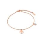 Fashion And Simple Plated Rose Gold Geometric Round 316l Stainless Steel Anklet With Cubic Zirconia Rose Gold - One Size