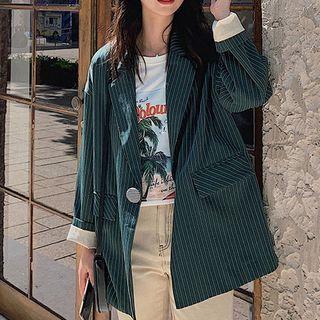 Pinstriped Single-button Blazer