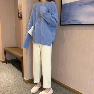 Melange Sweater / Straight-cut Cropped Knit Pants