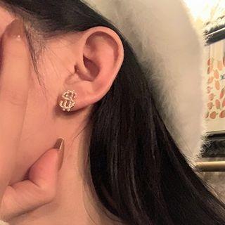 Dollar Sign Stud Earring 1 Pair - Gold - One Size