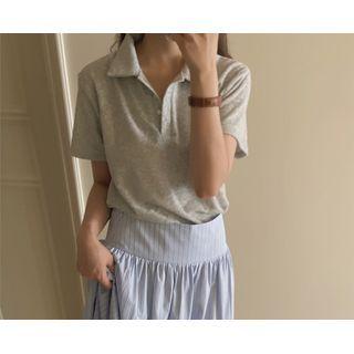 M Lange Terry Polo Shirt Melange Gray - One Size