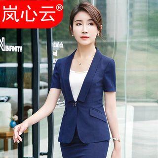 Short-sleeve Blazer / Set: Short-sleeve Blazer + Skirt + Camisole Top
