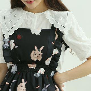 Lace-collar Buttoned Blouse One Size