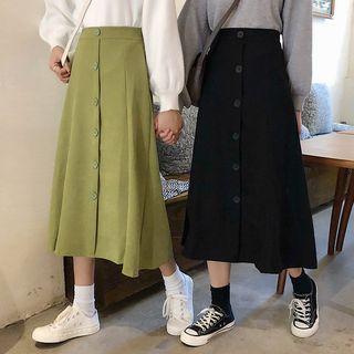 High-waist Breasted Midi Skirt
