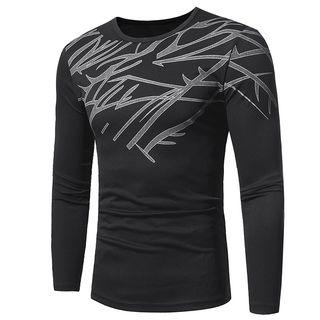 Long Sleeve Crew Neck Print T-shirt