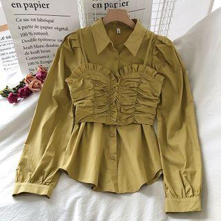 Set: Spaghetti Strap Frill Trim Top + Shirt