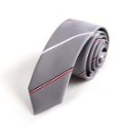 Striped Slim Neck Tie (5cm) Gray - One Size