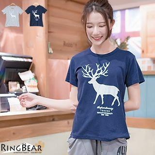Short Sleeve Deer Printed Tee