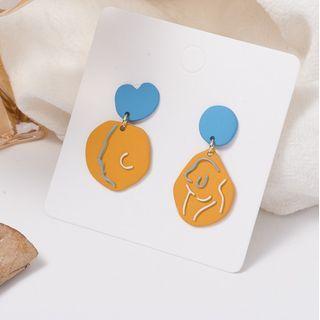 Two Tone Drop Earrings As Shown In Figure - One Size