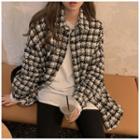 Houndstooth Woolen Cardigan As Shown In Figure - One Size