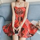 Print Spaghetti Strap A-line Sundress