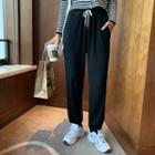 Plain High-waist Sweatpants Black - One Size