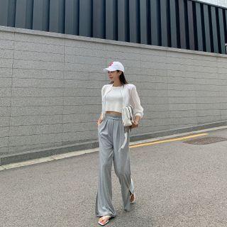 Padded-shoulder Sheer Flight Jacket