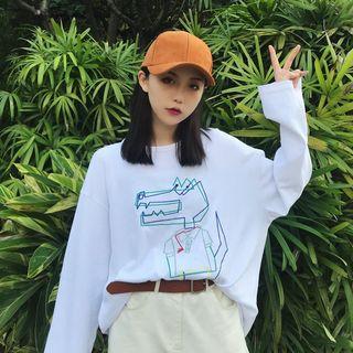 Long-sleeve Crocodile Print T-shirt