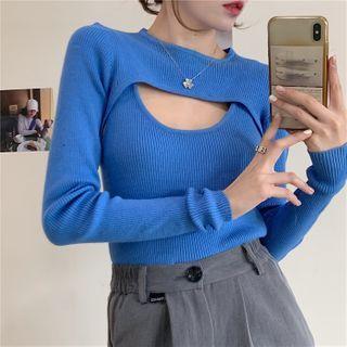 Keyhole Long-sleeve Knit Top