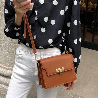 Faux-leather Shoulder Bag Brown - One Size