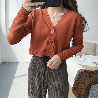 Plain Cropped Knit Cardigan