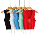 Sleeveless Chain Lace-up Knit Top