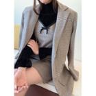 Houndstooth Woolen Sleeveless Dress Brown - One Size