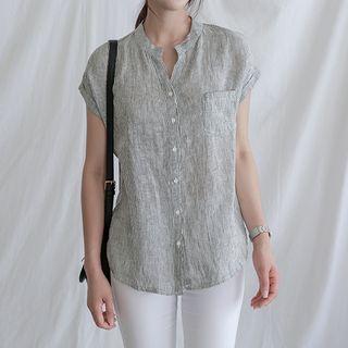 Cuff-sleeve Striped Shirt