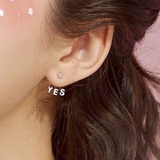 925 Sterling Silver Yes Lettering Swing Earring As Shown In Figure - One Size