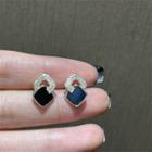 Rhinestone Geometric Stud Earring 1 Pair - Black - One Size