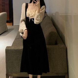 Velvet Plain Maxi Skirt