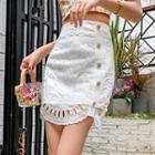 Fitted Eyelet Lace Mini Skirt