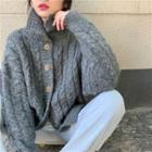 Cable-knit Turtle-neck Cardigan