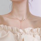 925 Sterling Silver Pearl Necklace As Shown In Figure - One Size