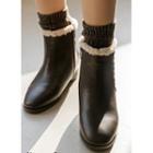 Fleece-lined Woven-panel Ankle Boots