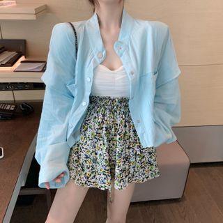 Shirt / Tube Top / Floral Print Mini A-line Skirt