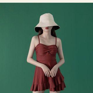Set: Shirred Swimdress + Cover-up