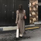 Single-breasted Checked Coat With Sash