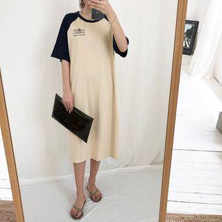 Raglan Elbow Sleeve T-shirt Dress