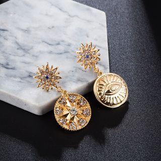 Rhinestone Star Disc Dangle Earring C16210 - One Size