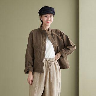 Stand Collar Plain Jacket