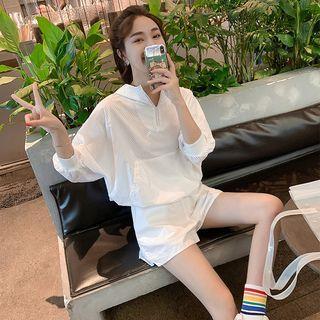 Set: Plain Half-zip Hoodie + Sweatshorts
