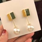 Faux Pearl Color Block Drop Earring 1 Pair - Earrings - One Size