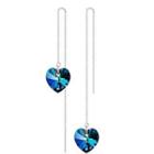Heart Faux Crystal Alloy Fringed Earring 1 Pair - Blue - One Size