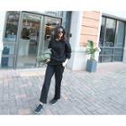 Set: Drop-shoulder Top + Banded-waist Sweat Pants