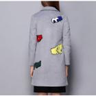Embroidered Back Notch Lapel Long Coat
