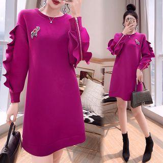 Ruffled Mini Sweatshirt Dress